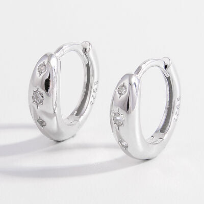 925 Sterling Silver Inlaid Zircon Huggie Earrings