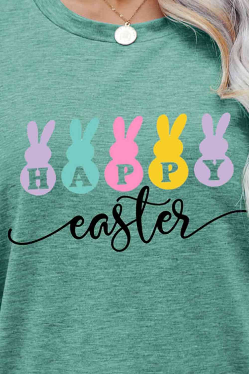 HAPPY EASTER Graphic Round Neck T-Shirt