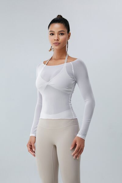 Boat Neck Long Sleeve Active T-Shirt